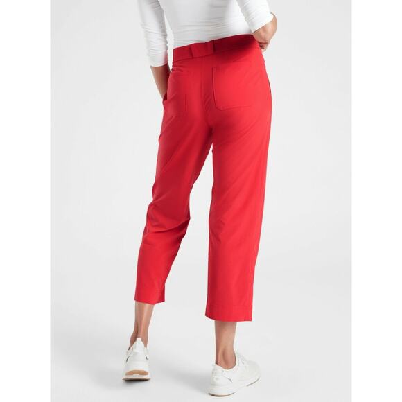 Athleta Tribeca Utility Crop Pants Red Stretch Size 6 - Picture 3 of 9